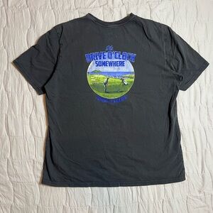 Tommy Bahama T-Shirt Mens Size Medium Coal "It's Drive O'Clock" Golf Crew Cotton